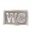 Skylt med ram, WC, Exmez, 8,5 x 5 cm, Sandgjuten aluminium Skylt med ram, WC, Exmez, 8,5 x 5 cm, Sandgjuten aluminium