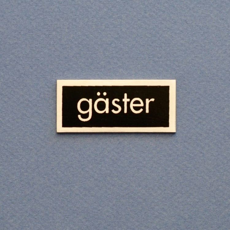 Skylt, GÄSTER, 5 x 2 cm, Exmez, Rostfritt stål & svart i gruppen Förvaring / Badrumsförvaring hos SmartaSaker.se (42633)