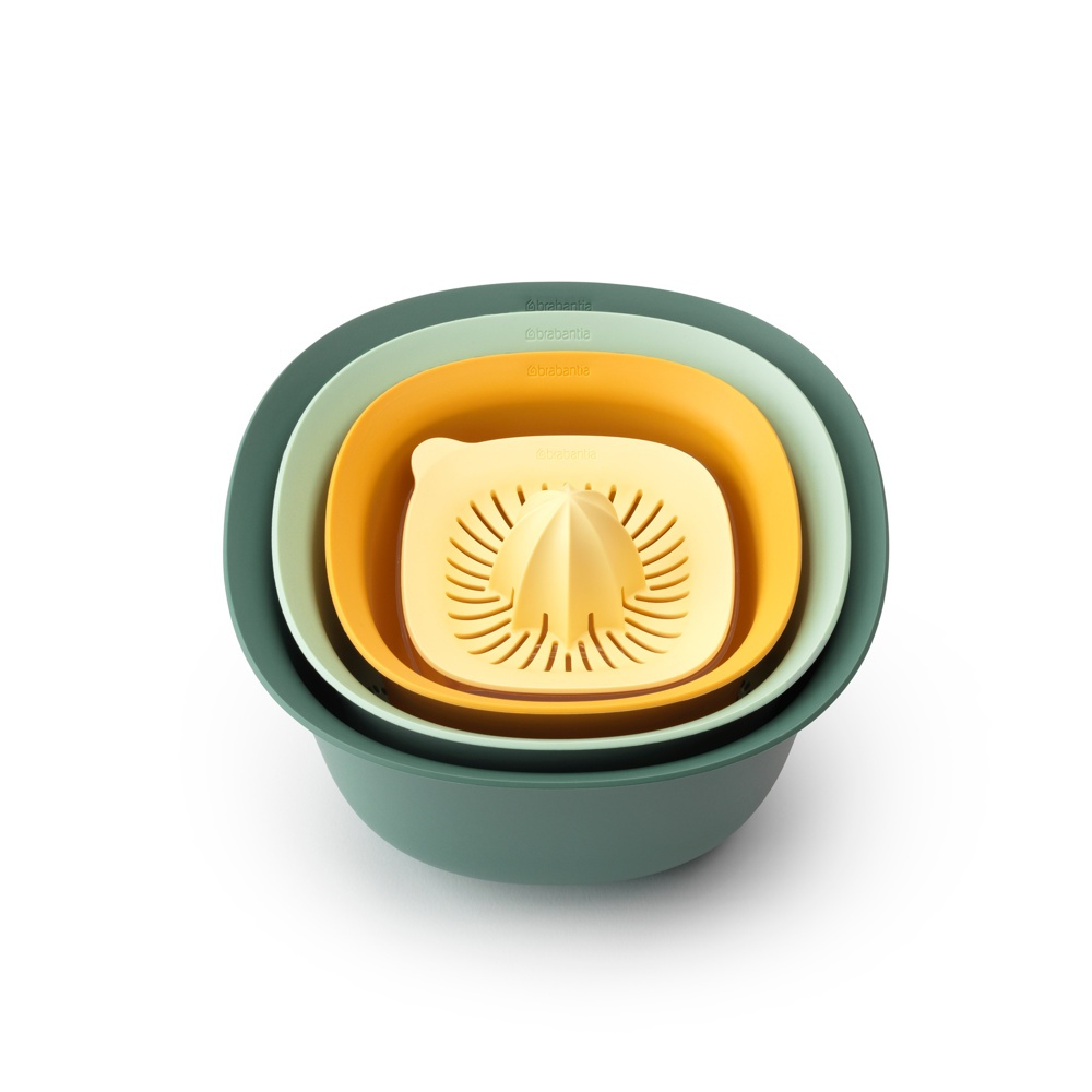 Skålar och durkslag, 4 delar, BRABANTIA MIXING BOWL SET, 25 x 25 x H 14 cm , Grön / Gul i gruppen Förvaring / Köksförvaring hos SmartaSaker.se (42640)