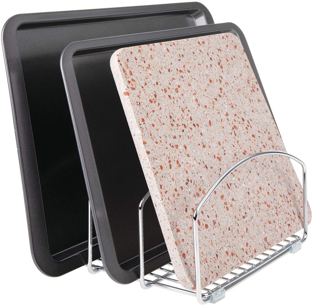 Skärbräde- & Brickförvaring, 3 Fack, CLASSICO, 21,6 cm x 25,4 cm x H 14,6 cm, Silver i gruppen Förvaring / Köksförvaring / Organisera köksskåp hos SmartaSaker.se (42643)