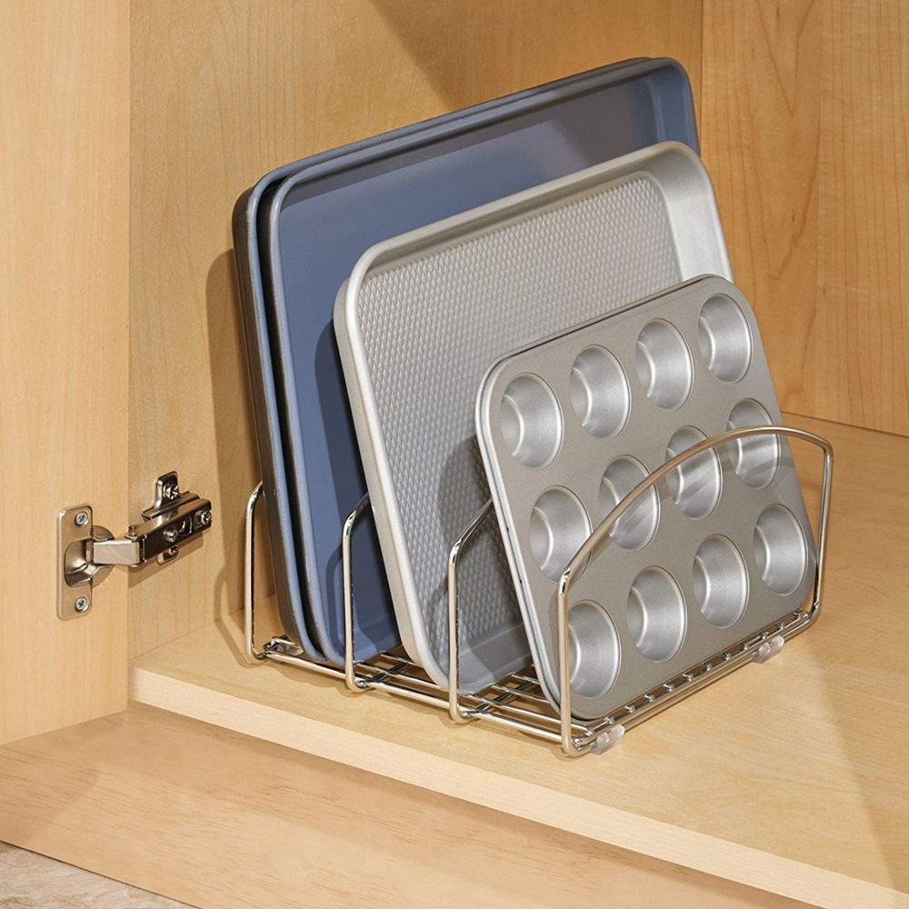 Skärbräde- & Brickförvaring, 3 Fack, CLASSICO, 21,6 cm x 25,4 cm x H 14,6 cm, Silver i gruppen Förvaring / Köksförvaring / Organisera köksskåp hos SmartaSaker.se (42643)