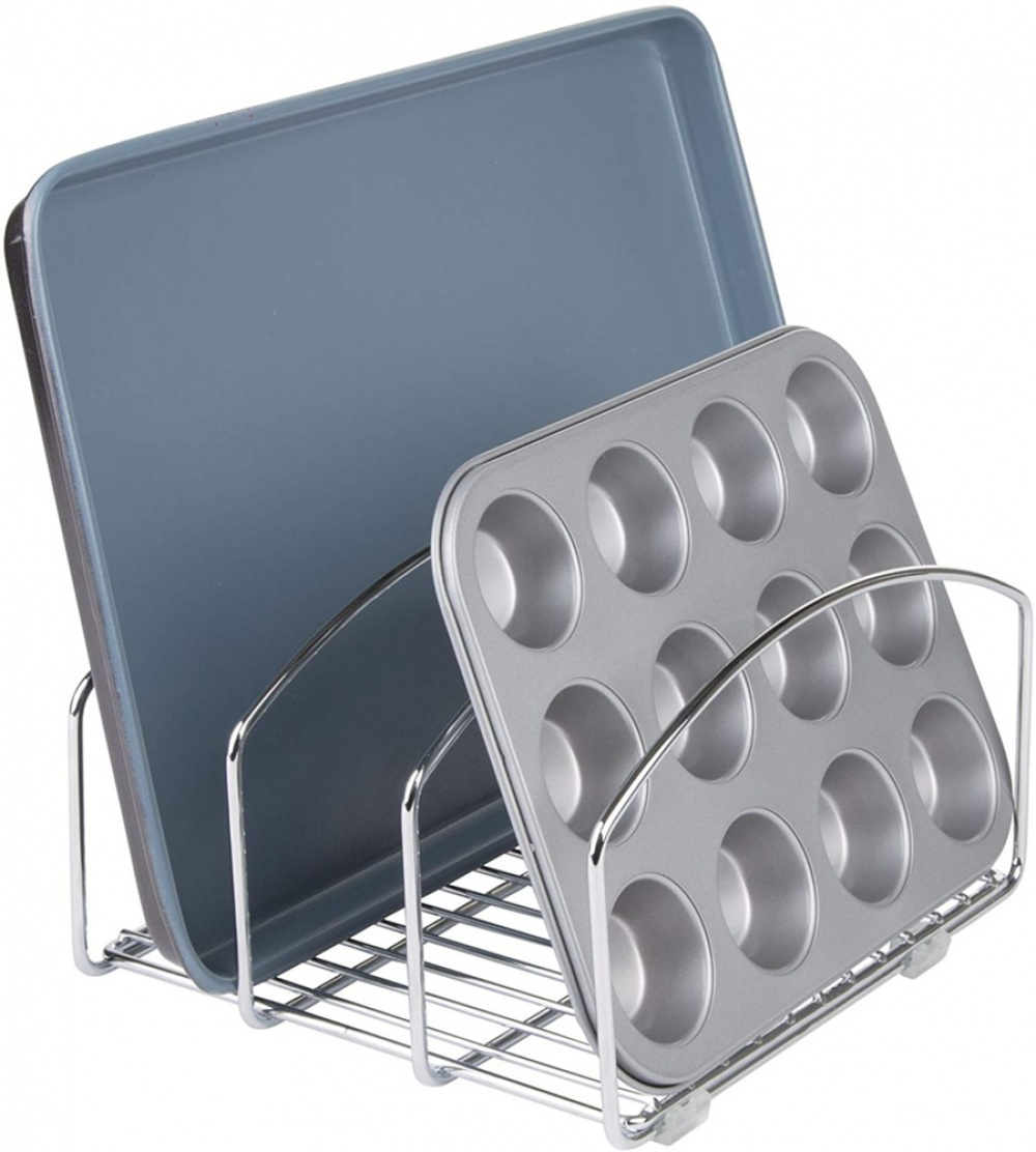 Skärbräde- & Brickförvaring, 3 Fack, CLASSICO, 21,6 cm x 25,4 cm x H 14,6 cm, Silver i gruppen Förvaring / Köksförvaring / Organisera köksskåp hos SmartaSaker.se (42643)