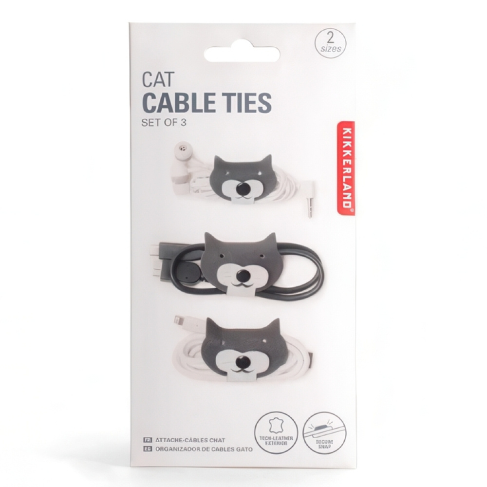 Sladdhållare, Katt, 3 st, CAT CABLE TIES, Kikkerland, Mörkgrå i gruppen Förvaring / Kontorsmaterial hos SmartaSaker.se (42646)