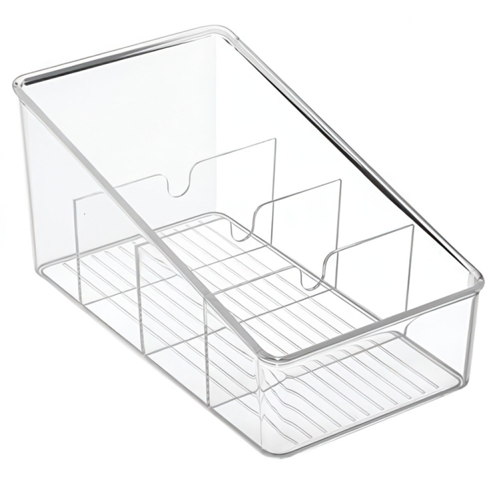 Sluttande Låda för kryddpåsar, bred, Fyra fack, COOKING PACKETS ORGANIZER, 15,2 x 26,7 cm, Transparent i gruppen Förvaring / Köksförvaring / Förvaringsburkar hos SmartaSaker.se (42649)