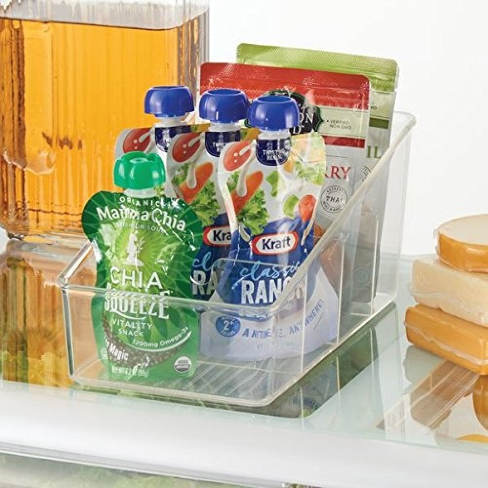 Sluttande Låda för kryddpåsar, bred, Fyra fack, COOKING PACKETS ORGANIZER, 15,2 x 26,7 cm, Transparent i gruppen Förvaring / Köksförvaring / Förvaringslådor och burkar hos SmartaSaker.se (42649)