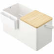 Sminklåda i metall, med spegel och handtag, TOWER MAKE UP BOX, Yamazaki, Vit / Natur Sminklåda i metall, med spegel och handtag, TOWER MAKE UP BOX, Yamazaki, Vit / Natur