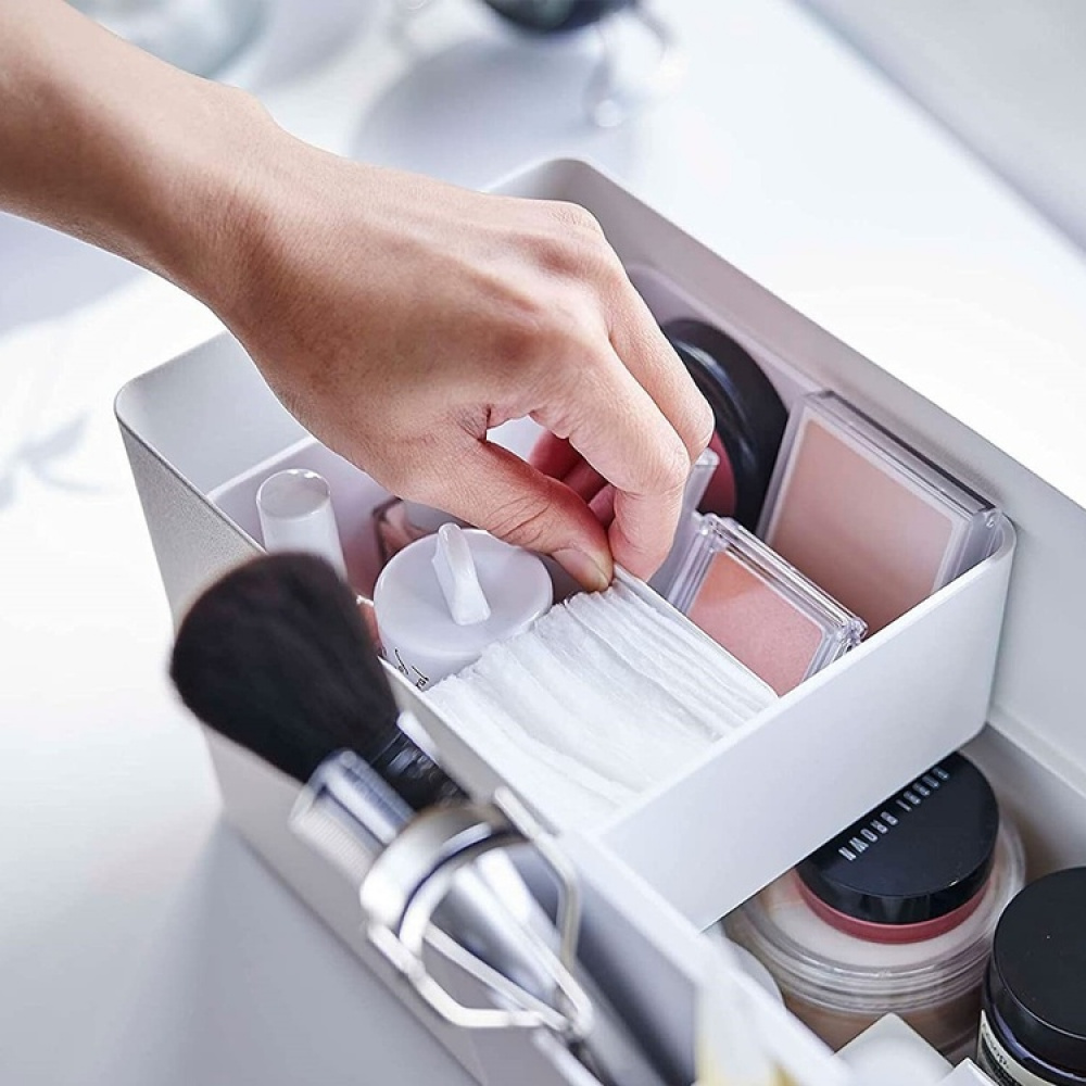 Sminklåda i metall, med spegel och handtag, TOWER MAKE UP BOX, Yamazaki, Vit / Natur i gruppen Förvaring / Badrumsförvaring / Sminkförvaring hos SmartaSaker.se (42655)