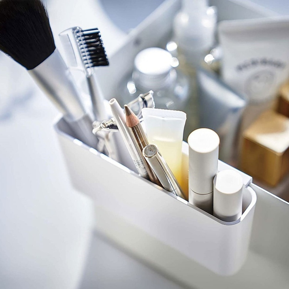 Sminklåda i metall, med spegel och handtag, TOWER MAKE UP BOX, Yamazaki, Vit / Natur i gruppen Förvaring / Badrumsförvaring / Sminkförvaring hos SmartaSaker.se (42655)