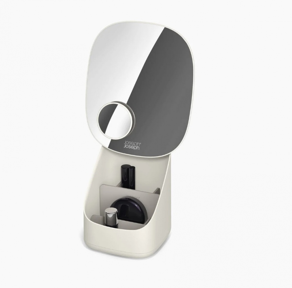 Sminkspegel med förvaring, VIVA PEDESTAL MIRROR COSMETIC ORGANISER, Joseph Joseph, Benvit i gruppen Förvaring / Badrumsförvaring / Sminkförvaring hos SmartaSaker.se (42656)