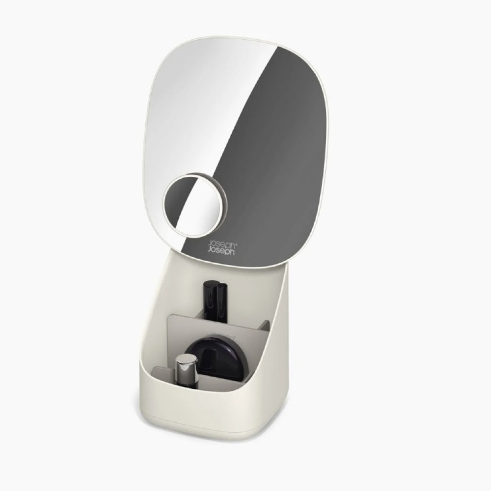 Sminkspegel med förvaring, VIVA PEDESTAL MIRROR COSMETIC ORGANISER, Joseph Joseph, Benvit i gruppen Förvaring / Badrumsförvaring hos SmartaSaker.se (42656)