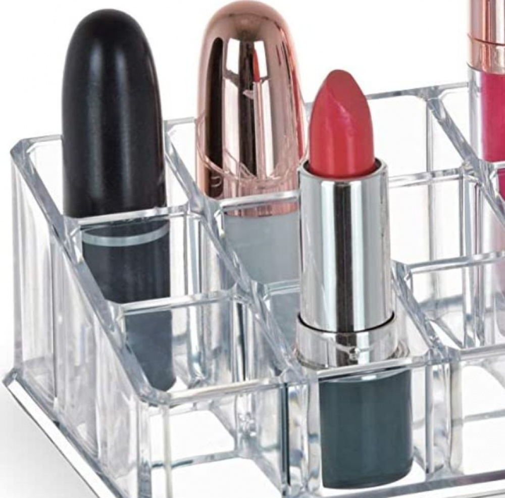 Sminkställ för Läppstift, 24 fack, LIVING LIPSTICK ORGANIZER, 22,7 x 9 x H 5 cm, Klar akryl i gruppen Förvaring / Badrumsförvaring / Sminkförvaring hos SmartaSaker.se (42660)