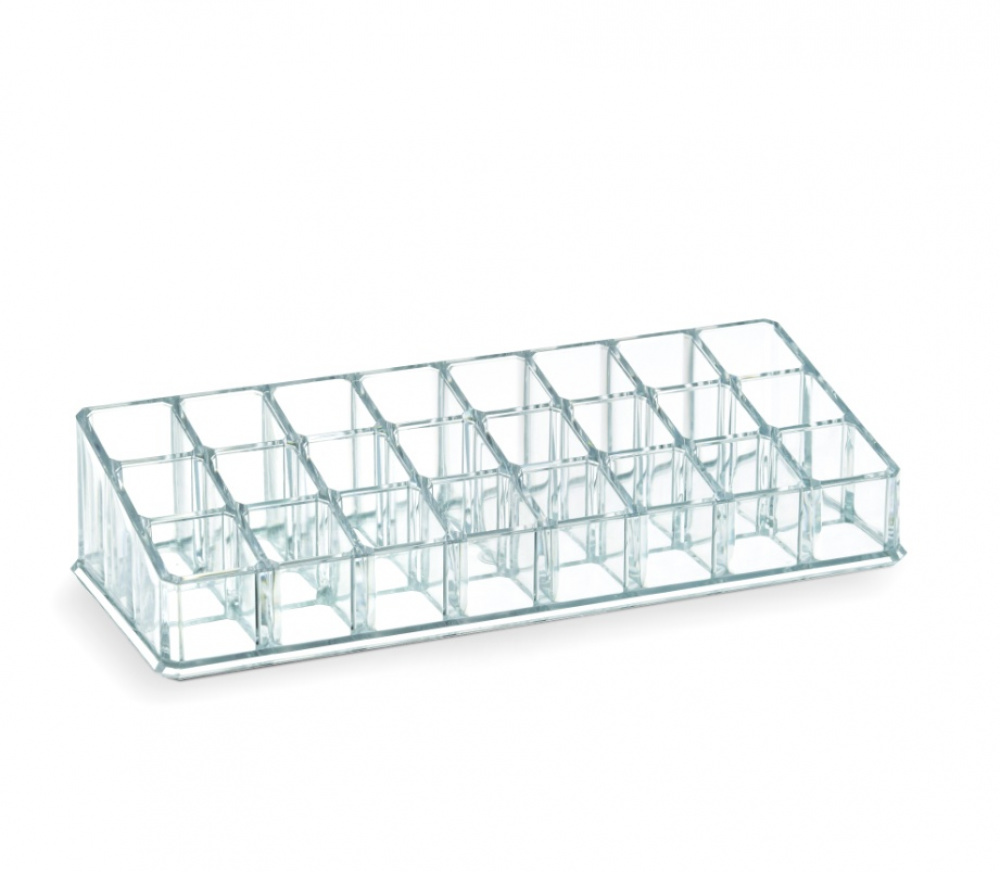 Sminkställ för Läppstift, 24 fack, LIVING LIPSTICK ORGANIZER, 22,7 x 9 x H 5 cm, Klar akryl i gruppen Förvaring / Badrumsförvaring / Sminkförvaring hos SmartaSaker.se (42660)