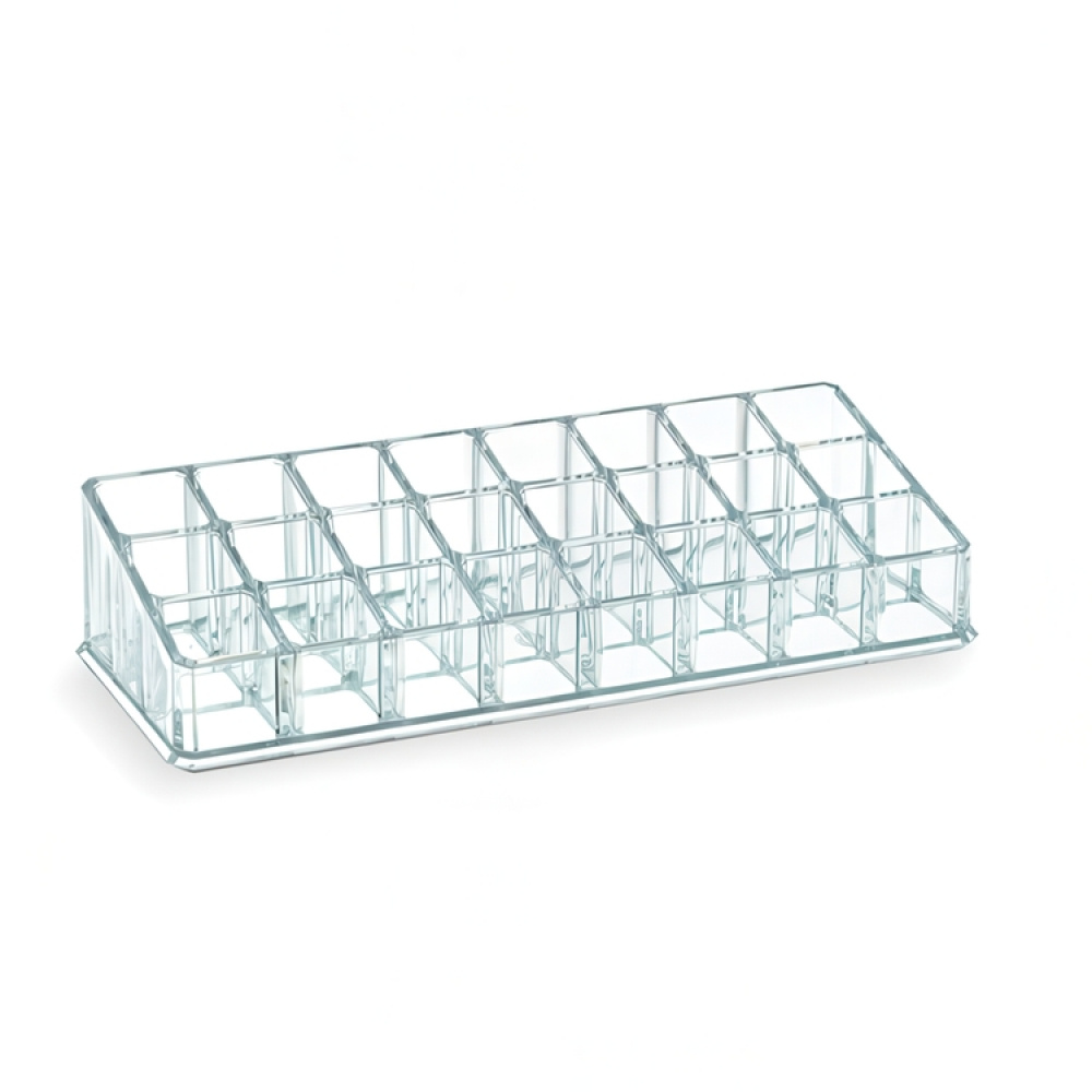 Sminkställ för Läppstift, 24 fack, LIVING LIPSTICK ORGANIZER, 22,7 x 9 x H 5 cm, Klar akryl i gruppen Förvaring / Badrumsförvaring / Sminkförvaring hos SmartaSaker.se (42660)