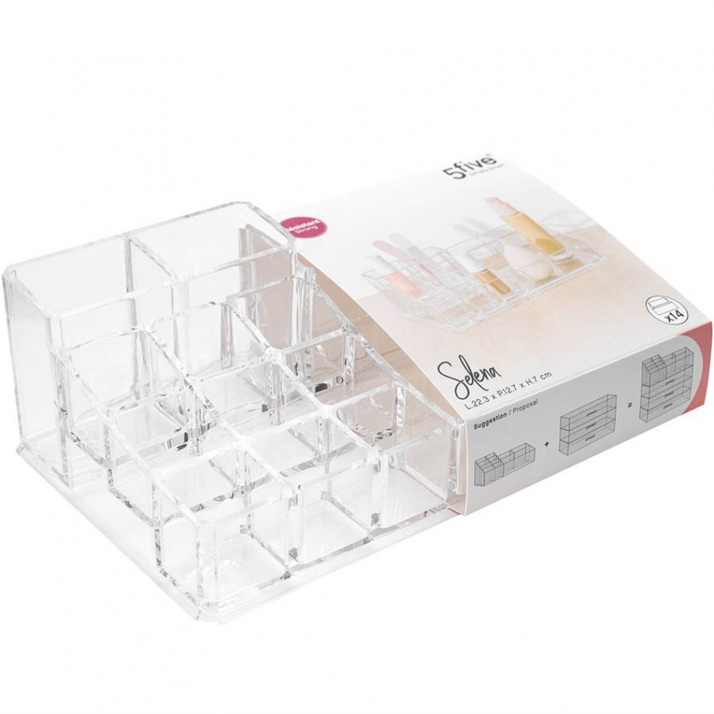 Sminkställ med 14 fack, SELENA ORGANISEUR MAQUILLAGE, 22,3 x 12,7 x H 7 cm, Klar i gruppen Förvaring / Badrumsförvaring / Sminkförvaring hos SmartaSaker.se (42665)