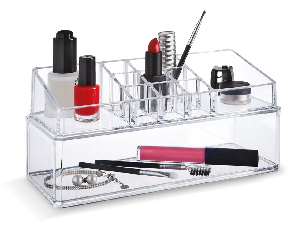 Sminkställ med 2 delar, LIVING MAKE UP ORGANIZER, 22,3 x 9,4 x H 11 cm, Klar i gruppen Förvaring / Badrumsförvaring / Sminkförvaring hos SmartaSaker.se (42666)