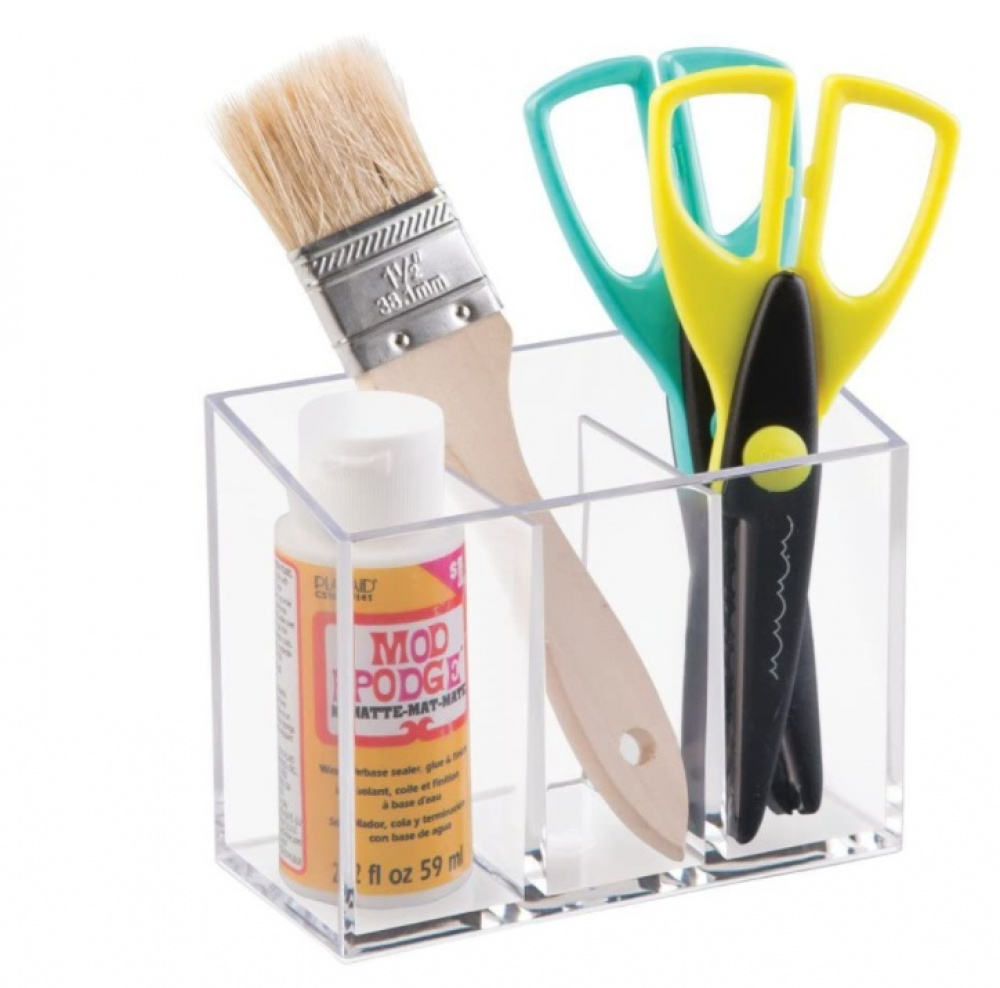 Sminkställ med 3 fack, COUNTER TOP ORGANISER, Transparent i gruppen Förvaring / Badrumsförvaring / Sminkförvaring hos SmartaSaker.se (42667)