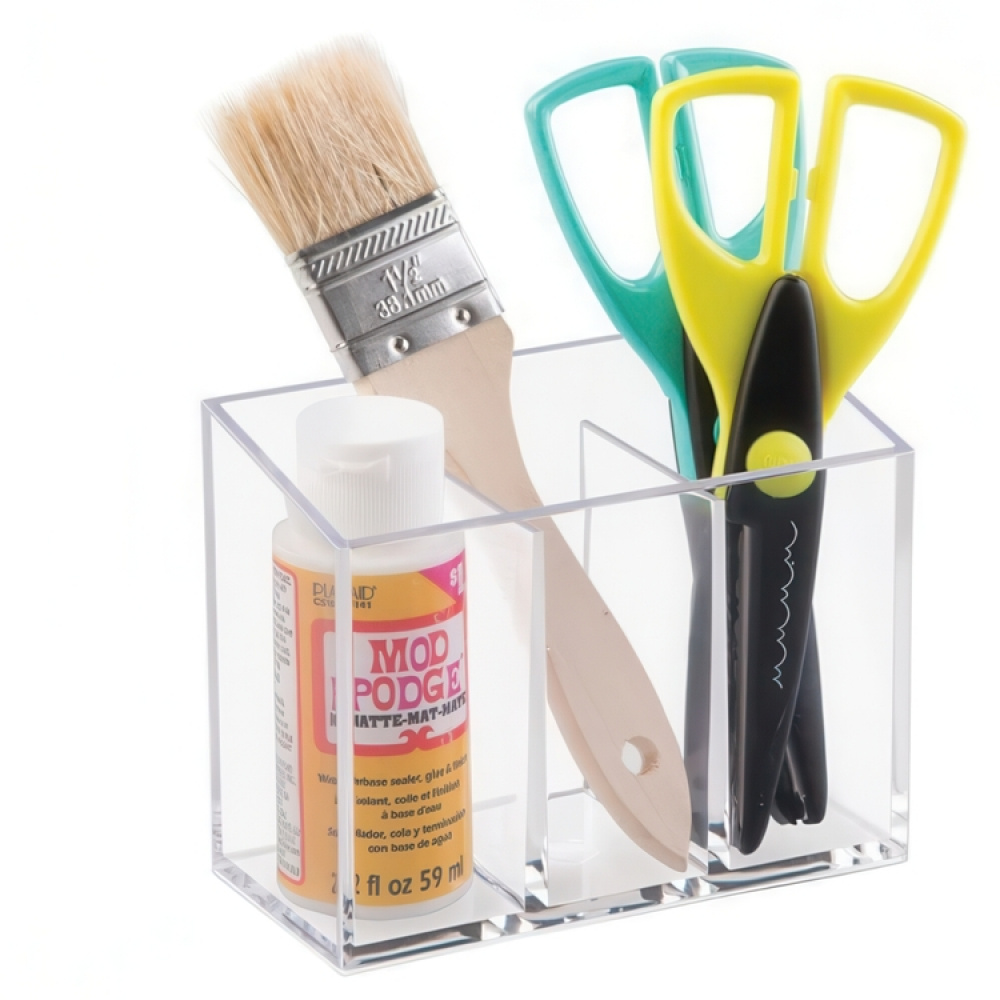 Sminkställ med 3 fack, COUNTER TOP ORGANISER, Transparent i gruppen Förvaring / Badrumsförvaring / Sminkförvaring hos SmartaSaker.se (42667)