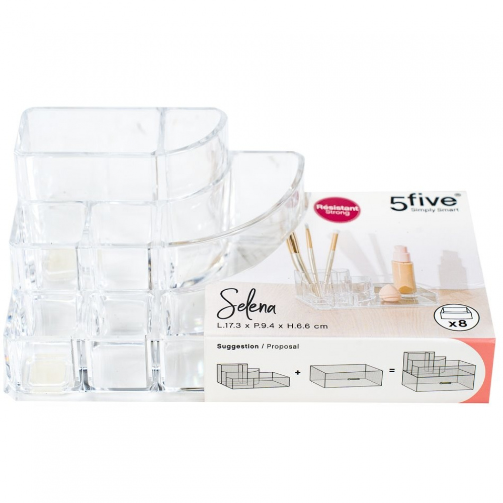 Sminkställ med 8 fack, SELENA ORGANISEUR MAQUILLAGE, 17,3 x 6,6 x H 9,4 cm, Klar i gruppen Förvaring / Badrumsförvaring / Sminkförvaring hos SmartaSaker.se (42670)