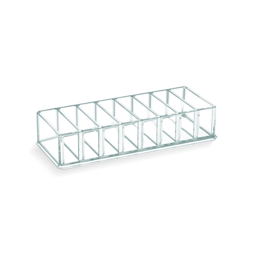 Sminkställ med 8 smala fack, LIVING MAKE UP ORGANIZER, 22 x 8,7 x H 4,5 cm, Klar akryl i gruppen Förvaring / Badrumsförvaring / Sminkförvaring hos SmartaSaker.se (42671)