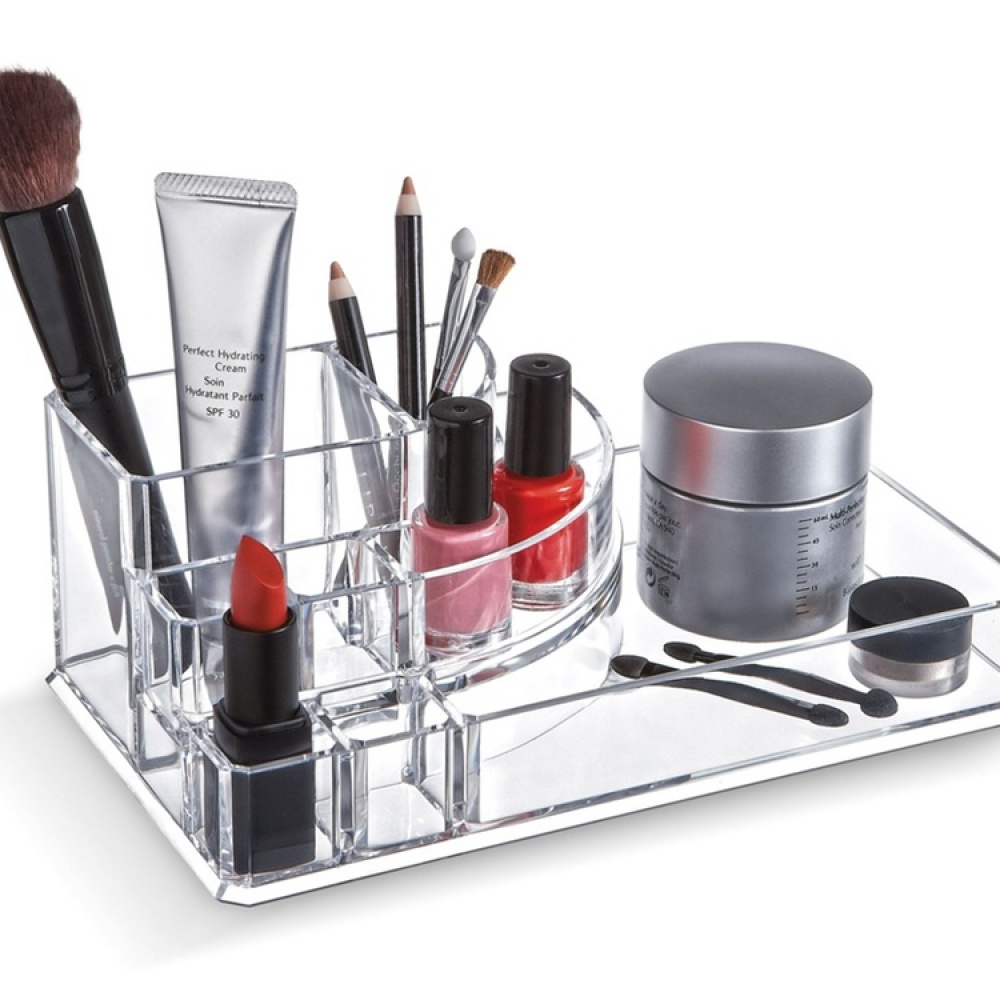 Sminkställ med bricka, LIVING MAKE UP ORGANIZER, 22,3 x 12,7 x H 8 cm, Klar akryl i gruppen Förvaring / Badrumsförvaring / Sminkförvaring hos SmartaSaker.se (42673)