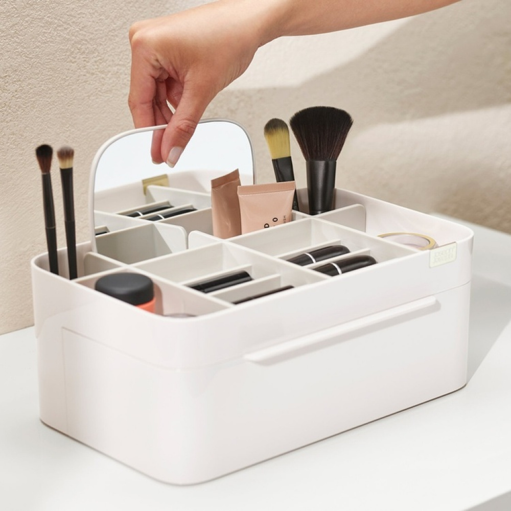 Sminkställ med låda och spegel, VIVA LARGE COSMETIC ORGANISER, Joseph Joseph, Benvit i gruppen Förvaring / Badrumsförvaring hos SmartaSaker.se (42674)