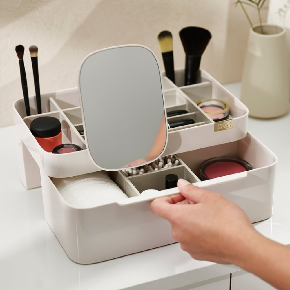 Sminkställ med låda och spegel, VIVA LARGE COSMETIC ORGANISER, Joseph Joseph, Benvit i gruppen Förvaring / Badrumsförvaring hos SmartaSaker.se (42674)