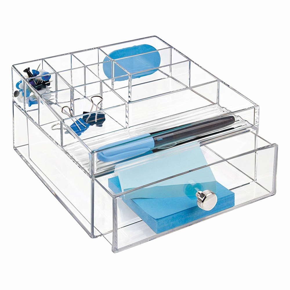Sminkställ med låda, ID CLARITY MAKE UP DRAWER ORGANISER, 16,5 x 16,5 x H 10 cm, Klar i gruppen Förvaring / Badrumsförvaring / Sminkförvaring hos SmartaSaker.se (42675)
