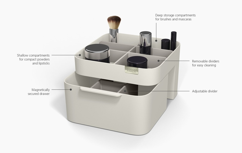Sminkställ med låda, VIVA MEDIUM COSMETIC ORGANISER, Joseph Joseph, Benvit i gruppen Förvaring / Badrumsförvaring / Sminkförvaring hos SmartaSaker.se (42676)