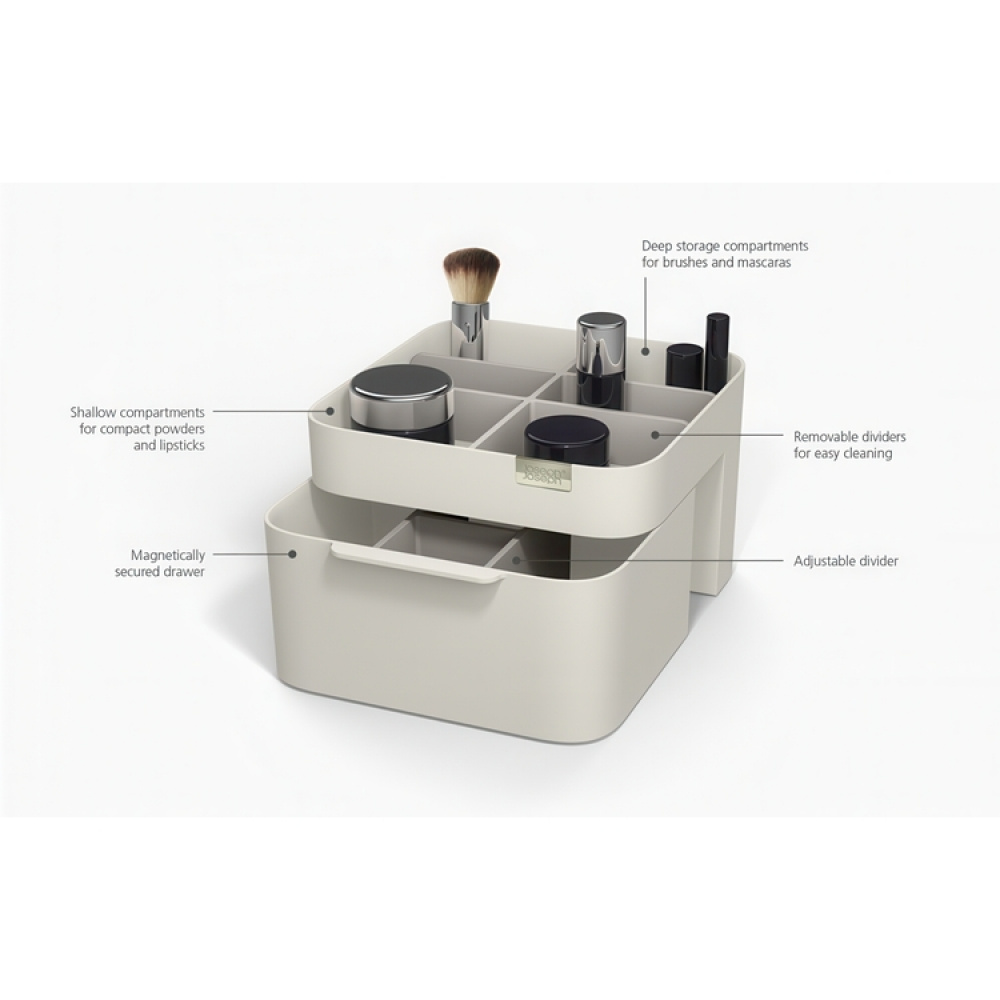 Sminkställ med låda, VIVA MEDIUM COSMETIC ORGANISER, Joseph Joseph, Benvit i gruppen Förvaring / Badrumsförvaring / Sminkförvaring hos SmartaSaker.se (42676)