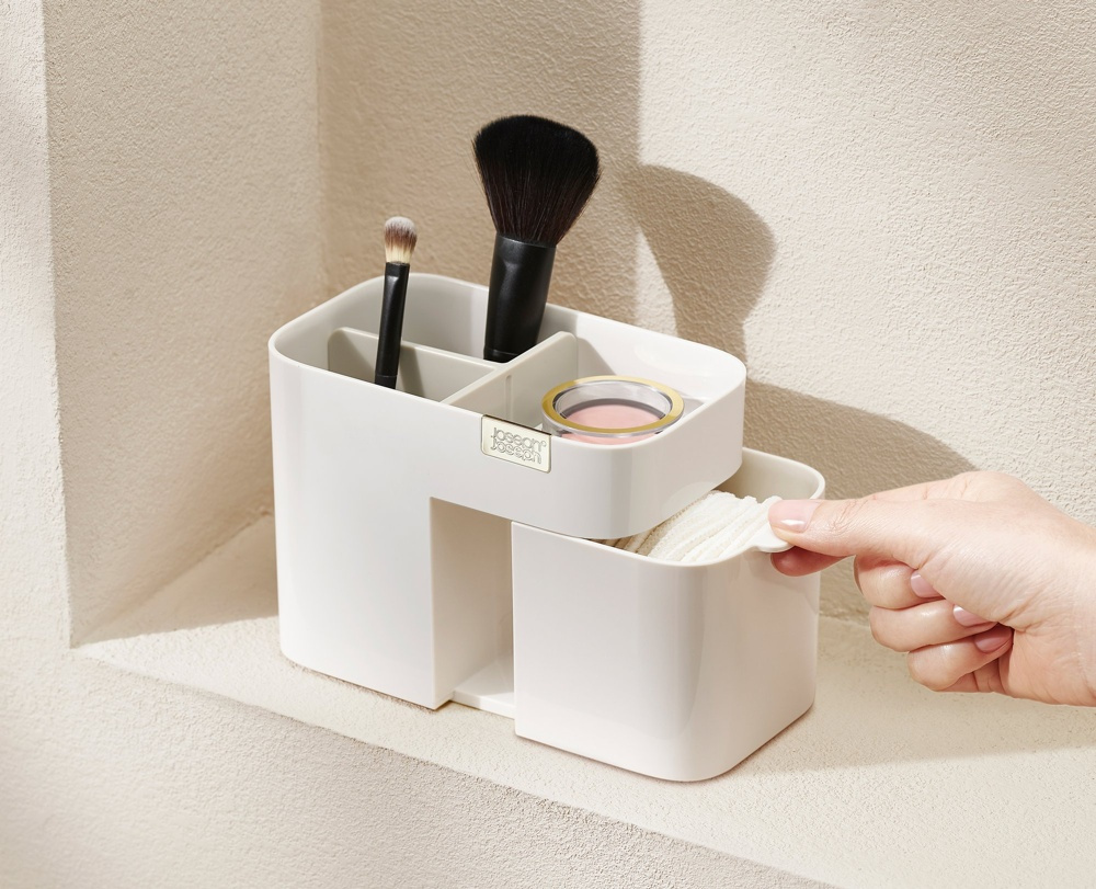 Sminkställ med låda, VIVA SMALL COSMETIC ORGANISER, Joseph Joseph, Benvit i gruppen Förvaring / Badrumsförvaring / Sminkförvaring hos SmartaSaker.se (42677)