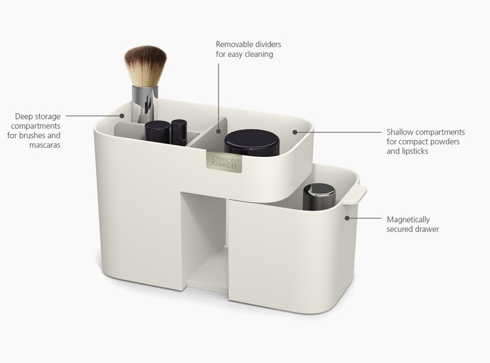 Sminkställ med låda, VIVA SMALL COSMETIC ORGANISER, Joseph Joseph, Benvit i gruppen Förvaring / Badrumsförvaring / Sminkförvaring hos SmartaSaker.se (42677)
