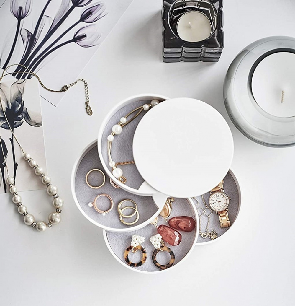 Smyckesask / Förvaringsburk, TOWER ACCESSORIES TRAY, Yamazaki, Vit i gruppen Förvaring / Sovrumsförvaring / Smyckesförvaring hos SmartaSaker.se (42683)