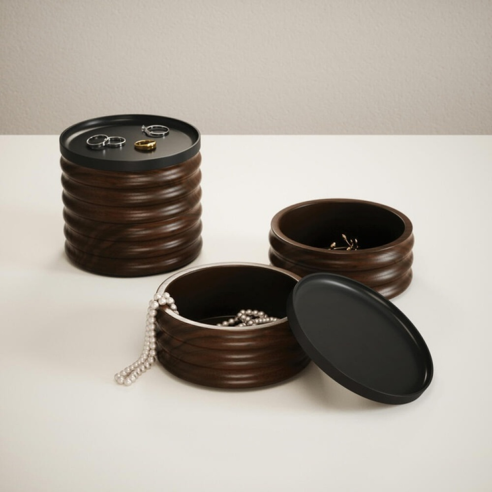 Smyckesask rund, TESORA WOOD , Ø 13 cm, Umbra i gruppen Förvaring / Sovrumsförvaring / Smyckesförvaring hos SmartaSaker.se (42685)