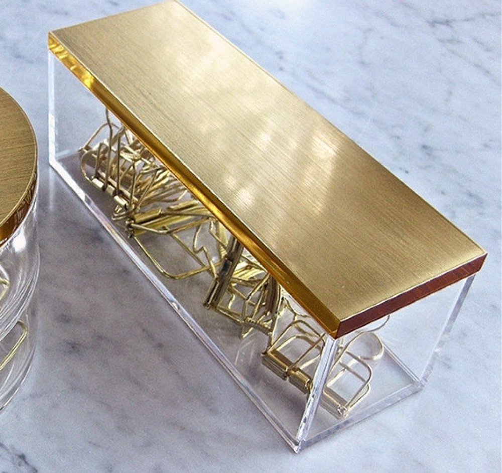 Smyckesask, Långsmal, GOLD CHEST, 17,5 x 6 x H 7 cm, Klar / Guld i gruppen Förvaring / Sovrumsförvaring / Smyckesförvaring hos SmartaSaker.se (42686)