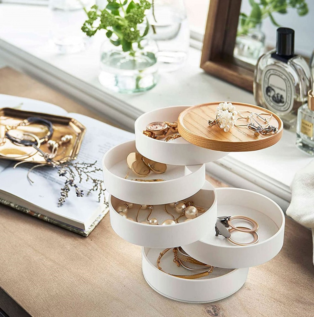 Smyckesask, 5 fack, TOSCA JEWELRY BOX, Yamazaki, Vit / Natur i gruppen Förvaring / Sovrumsförvaring / Smyckesförvaring hos SmartaSaker.se (42687)