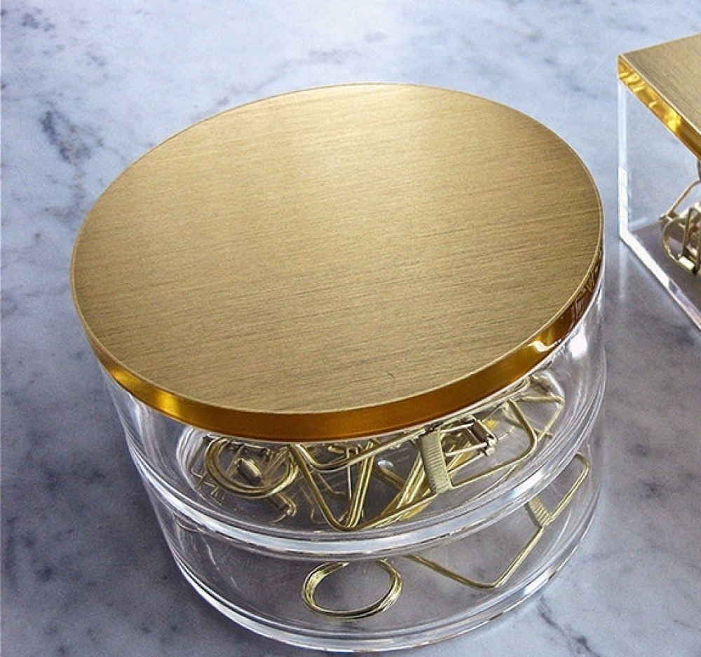 Smyckesask, Rund, Tvådelad, GOLD CHEST, Ø 12 cm, Klar / Guld i gruppen Förvaring / Sovrumsförvaring / Smyckesförvaring hos SmartaSaker.se (42691)