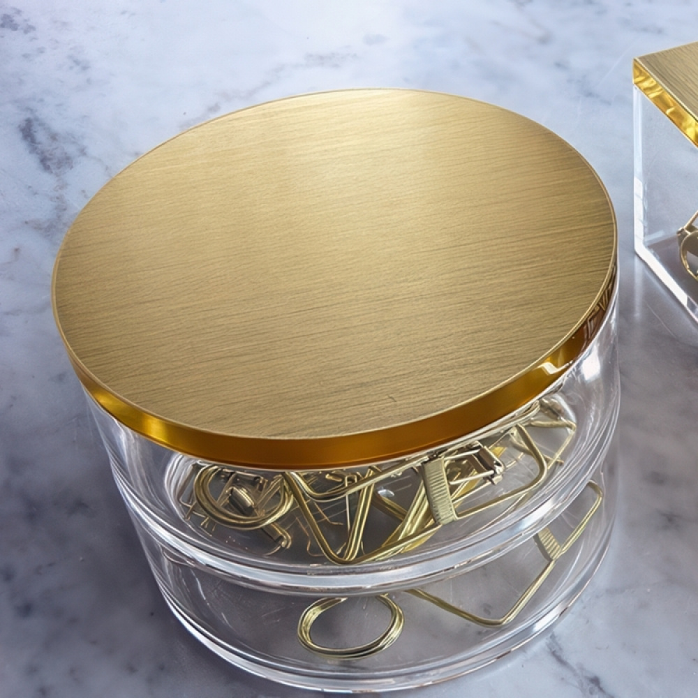 Smyckesask, Rund, Tvådelad, GOLD CHEST, Ø 12 cm, Klar / Guld i gruppen Förvaring / Sovrumsförvaring / Smyckesförvaring hos SmartaSaker.se (42691)