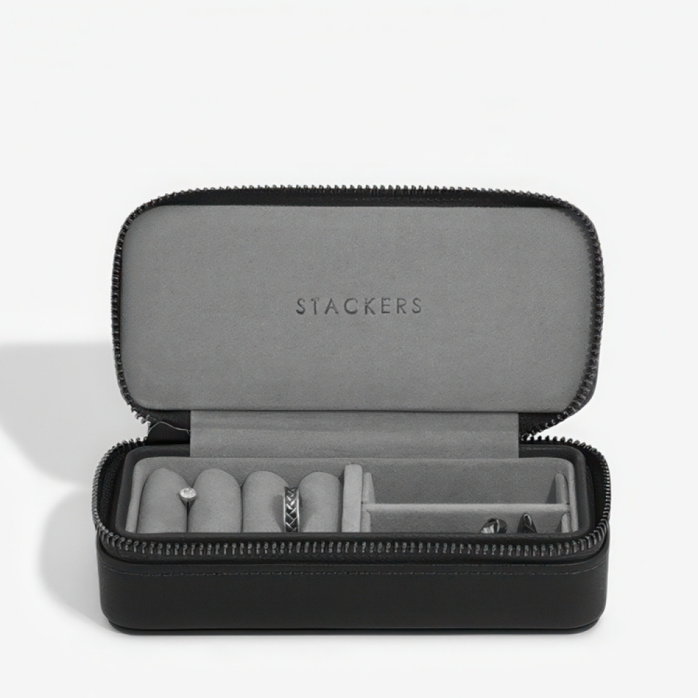 Smyckeskrin för resan, STACKERS, 7 x 16 x H 4,2 cm, Pebble Black i gruppen Förvaring / Förvaring på resa / Smyckesförvaring för resa hos SmartaSaker.se (42697)