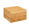 Smyckeskrin med spegel, SQUARE BAMBOO JEWELRY BOX, 15 x 15 x H 9,5 cm, Natur 