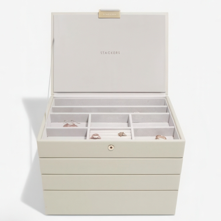 Smyckeskrin, 4 våningar, CLASSIC STACKERS, 18 x 25 x H 19,5 cm, Oatmeal i gruppen Förvaring / Sovrumsförvaring / Smyckesförvaring hos SmartaSaker.se (42707)
