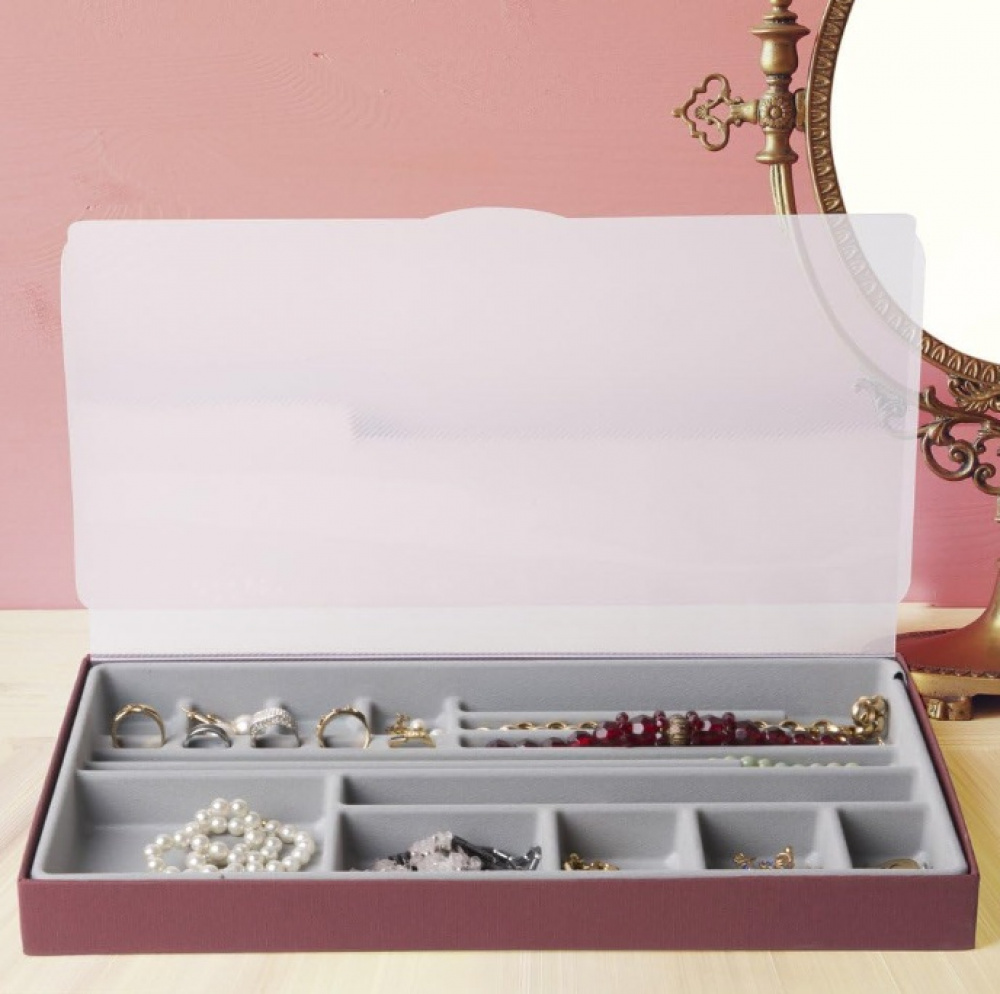 Smyckeskrin, BIJOUX ORGANIZER LARGE, 37 x 21,5 x H3,5 cm, Vinröd i gruppen Förvaring / Badrumsförvaring / Sminkförvaring hos SmartaSaker.se (42710)
