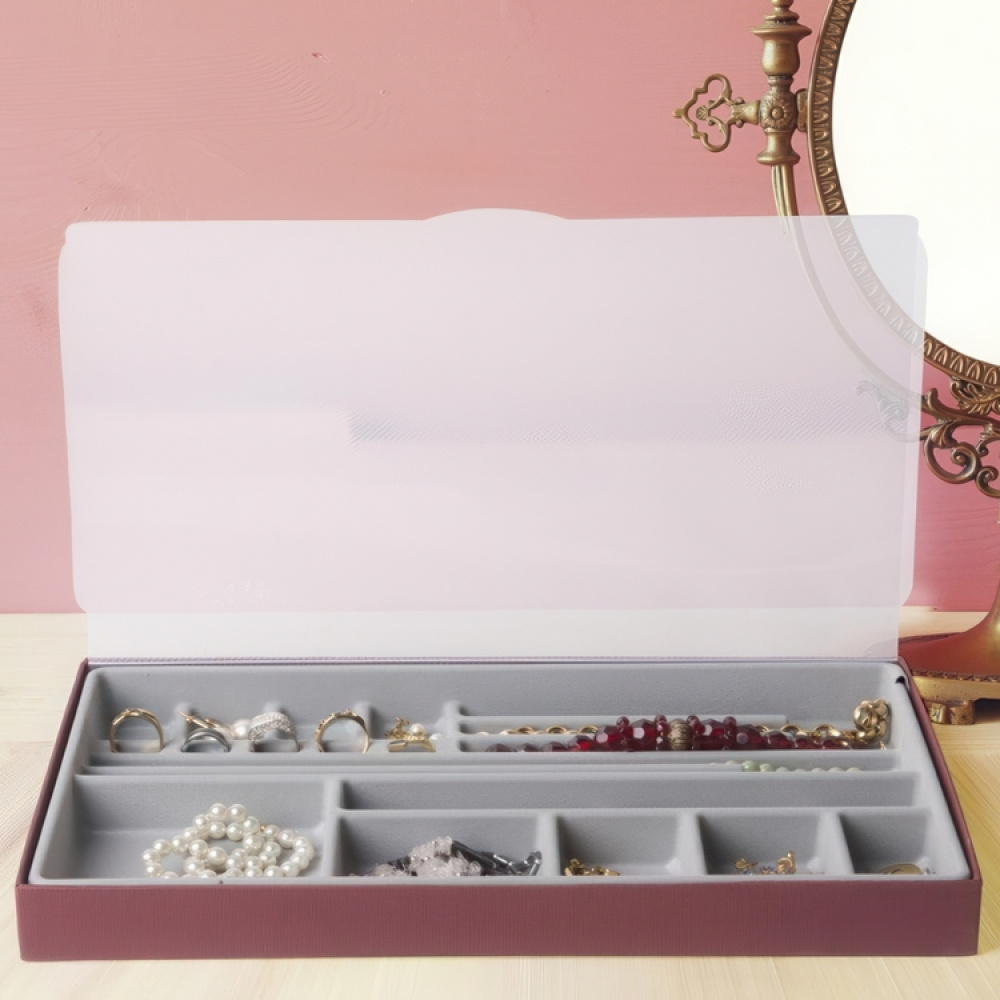 Smyckeskrin, BIJOUX ORGANIZER LARGE, 37 x 21,5 x H3,5 cm, Vinröd i gruppen Förvaring / Badrumsförvaring / Sminkförvaring hos SmartaSaker.se (42710)
