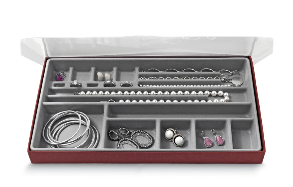 Smyckeskrin, BIJOUX ORGANIZER LARGE, 37 x 21,5 x H3,5 cm, Vinröd i gruppen Förvaring / Badrumsförvaring / Sminkförvaring hos SmartaSaker.se (42710)