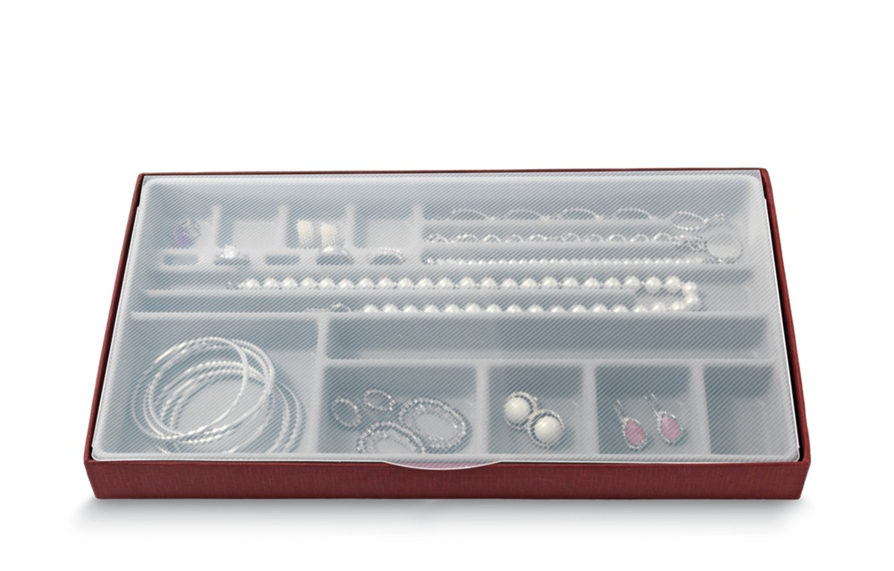 Smyckeskrin, BIJOUX ORGANIZER LARGE, 37 x 21,5 x H3,5 cm, Vinröd i gruppen Förvaring / Badrumsförvaring / Sminkförvaring hos SmartaSaker.se (42710)