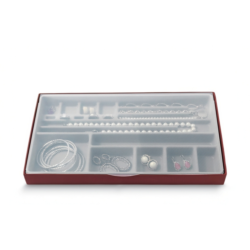 Smyckeskrin, BIJOUX ORGANIZER LARGE, 37 x 21,5 x H3,5 cm, Vinröd i gruppen Förvaring / Badrumsförvaring / Sminkförvaring hos SmartaSaker.se (42710)