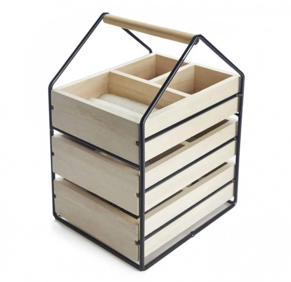 Smyckeskrin, WOODEN HOUSE, 19,5 x 17 x H 30 cm, Natur / Svart i gruppen Förvaring / Badrumsförvaring / Sminkförvaring hos SmartaSaker.se (42714)