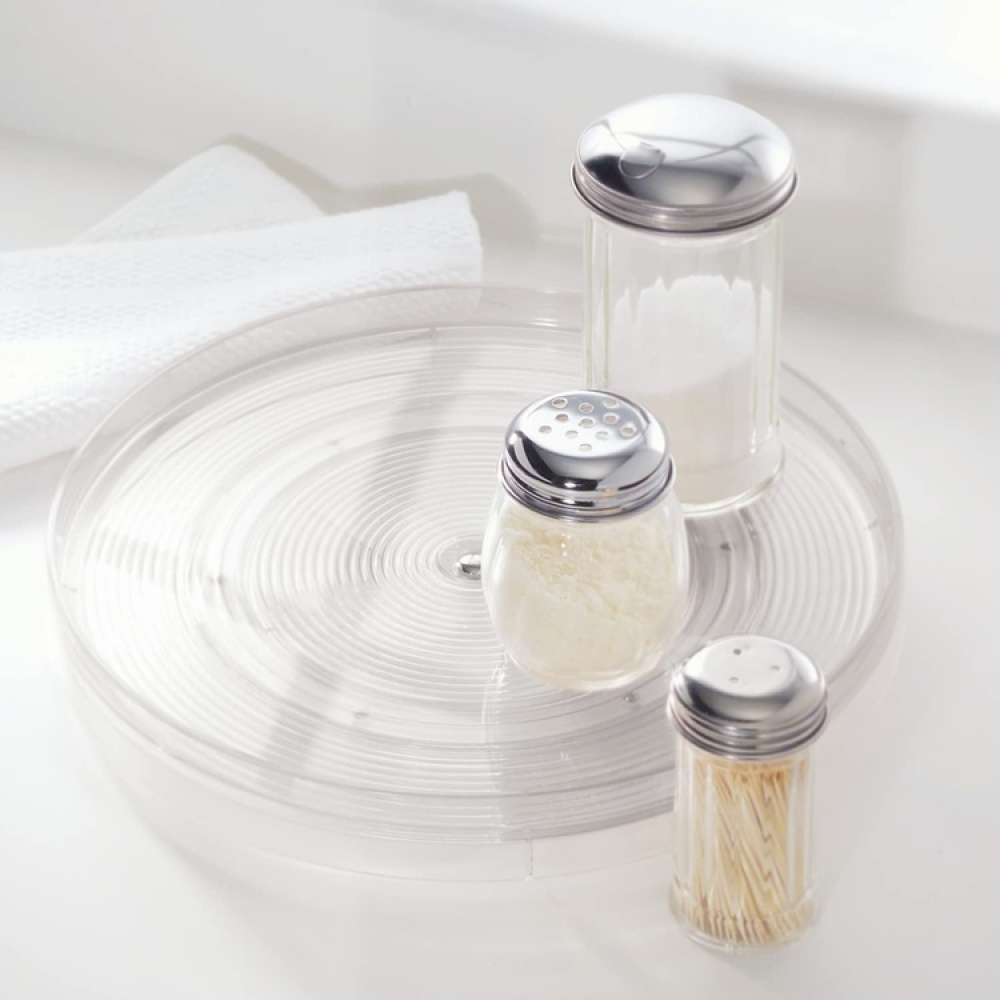 Snurrbricka av återvunnen plast, RPET TURNTABLE MEDIUM, Låg kant, Ø 28 cm, Transparent i gruppen Förvaring / Köksförvaring / Organisera köksskåp / Kryddhyllor hos SmartaSaker.se (42727)