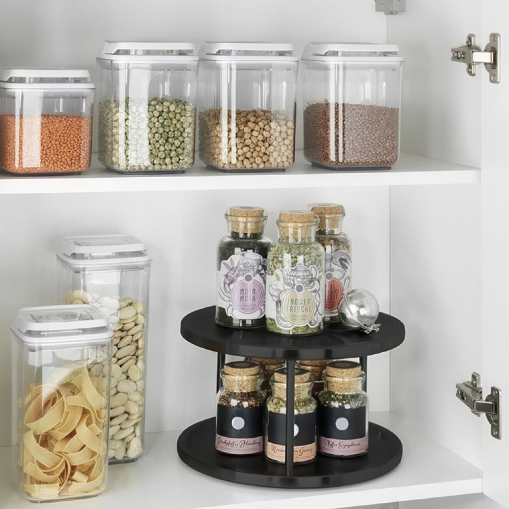 Snurrbricka i metall, 2 plan, CUPBOARD CAROUSEL, Ø 26,5 x H 16 cm i gruppen Förvaring / Köksförvaring / Organisera köksskåp / Kryddhyllor hos SmartaSaker.se (42730)