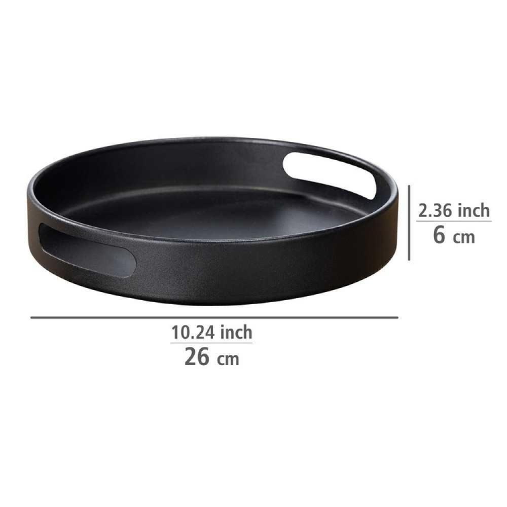 Snurrbricka i metall, Hög kant med handtag, ROTATING TRAY, Ø 26 x H 6 cm, Svart i gruppen Förvaring / Köksförvaring / Organisera köksskåp / Kryddhyllor hos SmartaSaker.se (42732)