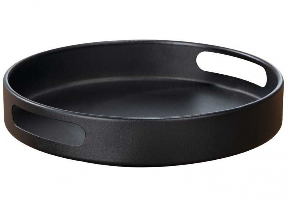 Snurrbricka i metall, Hög kant med handtag, ROTATING TRAY, Ã˜ 26 x H 6 cm, Svart i gruppen Förvaring / Köksförvaring / Organisera köksskåp / Kryddställ hos SmartaSaker.se (42732)